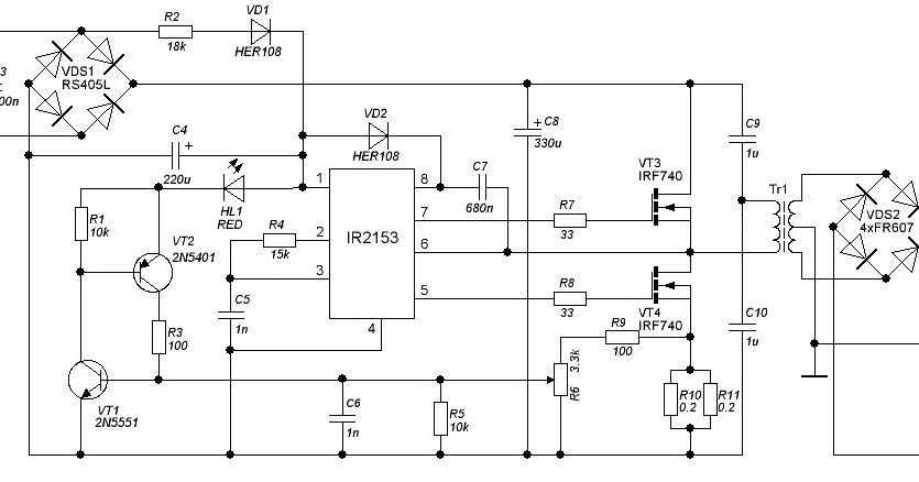 Схема блока питания ir2153