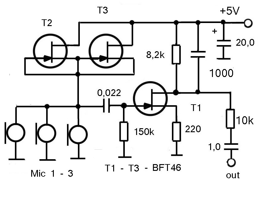 Электронный микрофон схема