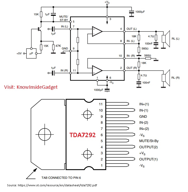 Tda7266sa схема усилителя мощности