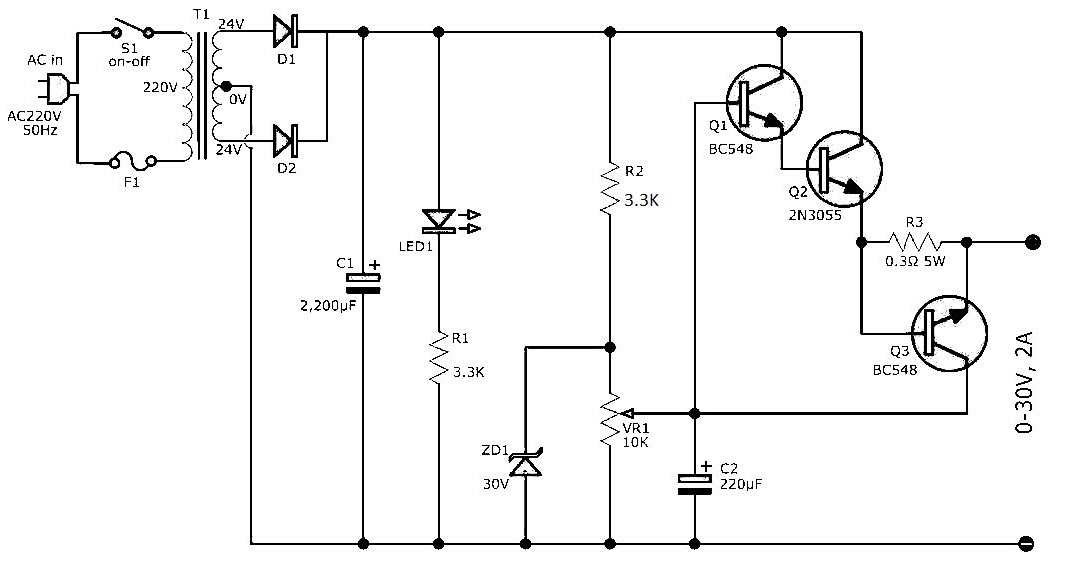 Схема блок питания с регулировкой напряжения
