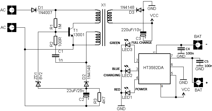 Схема зарядника для сотового телефона