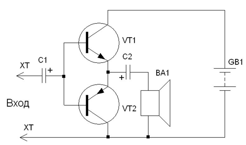 Схема усилителя звука на 1 транзисторе