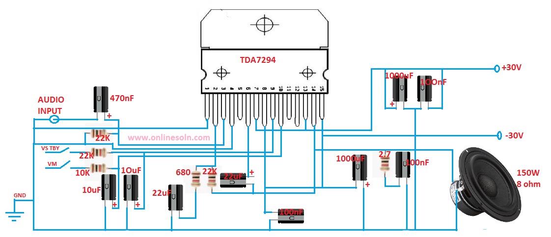 Tda7266sa схема усилителя мощности