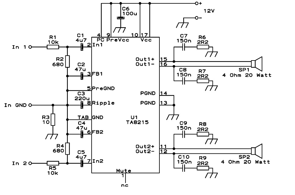 Ta8210ah схема усилителя звука