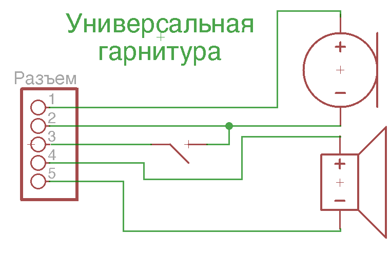 Схема гарнитуры с микрофоном