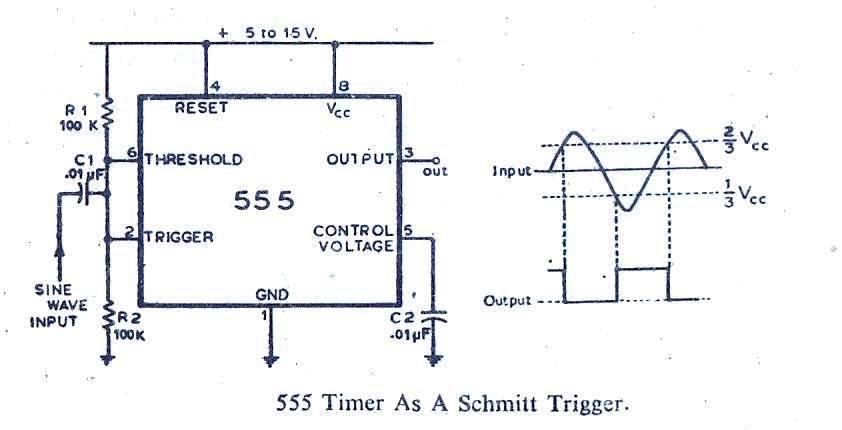 Триггер шмидта на ne555 микросхема схема