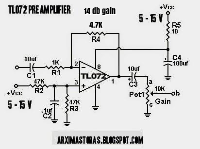 Tl072 datasheet схема включения