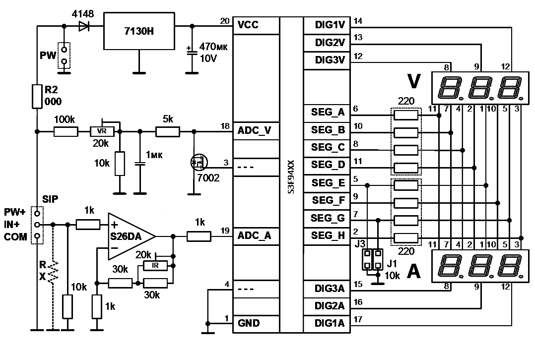 Вольтамперметр цифровой схема