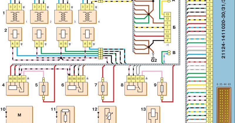 Схема электропроводки ваз 21124 с европанелью