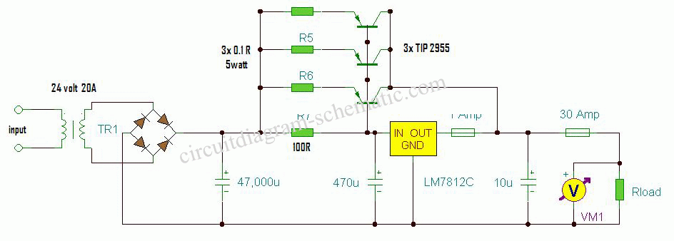 Мощный блок питания на 12 вольт схема