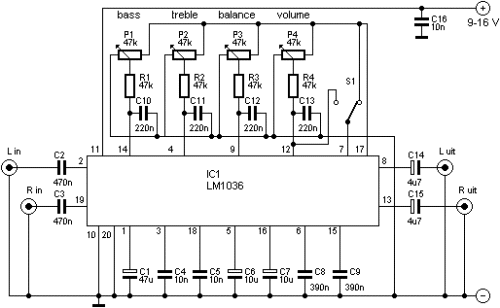 Lm1036 темброблок схема