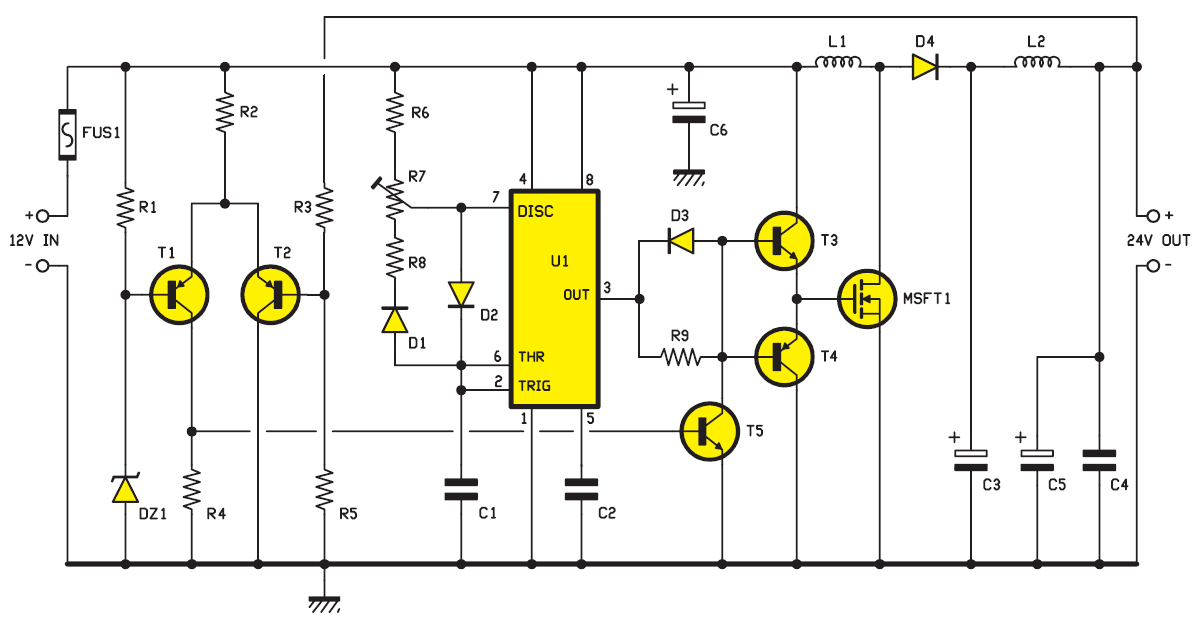 Преобразователи напряжения 24v 12v. Повышающий преобразователь DC-DC 555. Повышающий преобразователь напряжения с 12 на 24 вольта схема. Схема преобразователя 24 на 12 вольт.