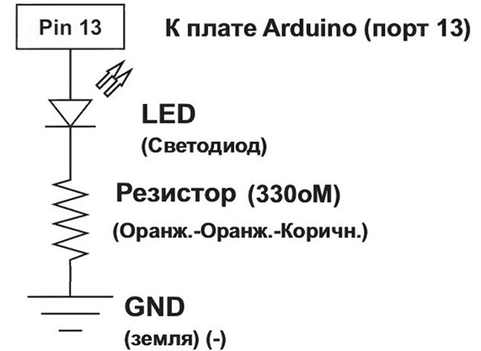 Схема со светодиодом ардуино