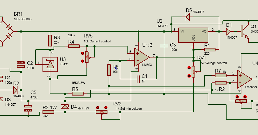 Лабораторный блок питания на lm317 схема