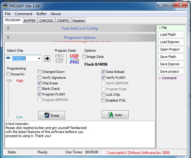 Command buffer. Fuse Programm. PROGISP V1.7.2. PROGISP.