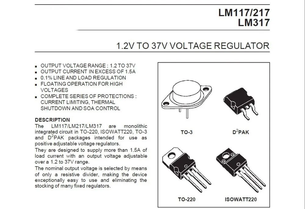 Lm317lz описание характеристики схема включения