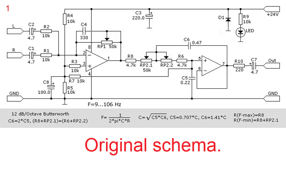 Схема ne5532 фильтр для сабвуфера