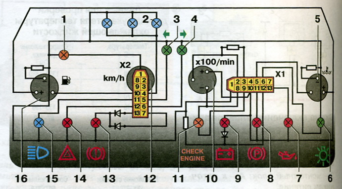 Ваз 2110 схема подсветки панели приборов