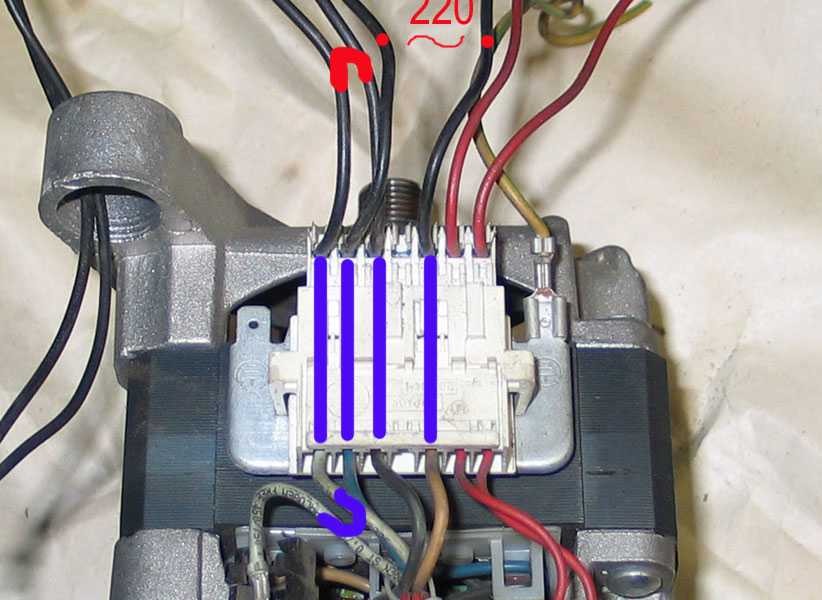 Как подключить двигатель от стиральной машины к 220 схема 4 провода