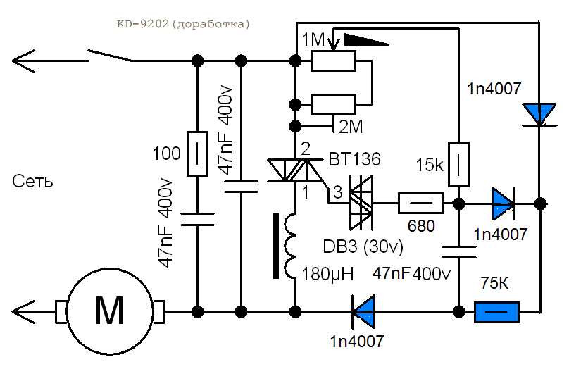Схема регулятора оборотов двигателя переменного тока схема