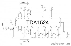 Схема темброблока на TDA1524