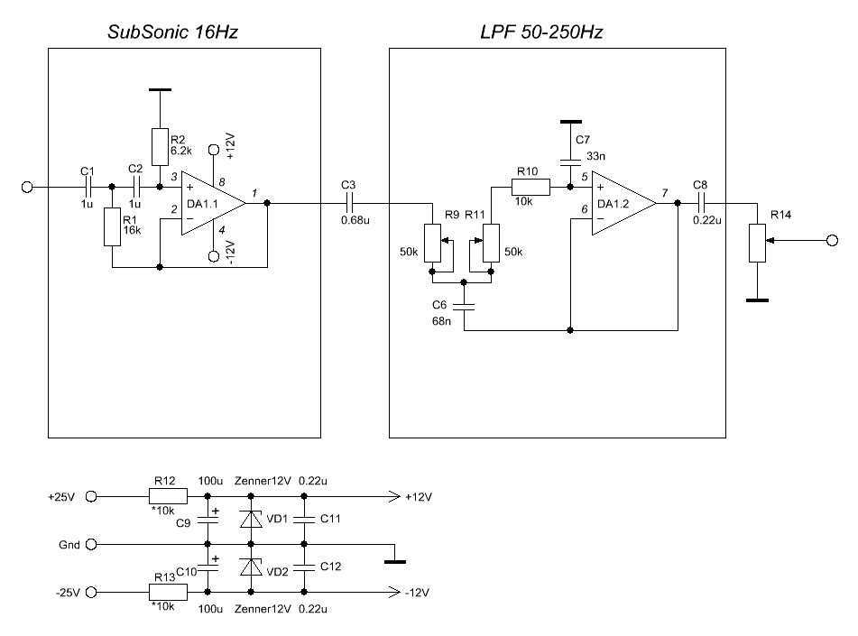 Сабсоник фильтр схема