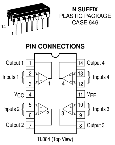 Tl084cn схема включения