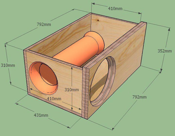 Короб под 18 сабвуфер чертеж на трубе