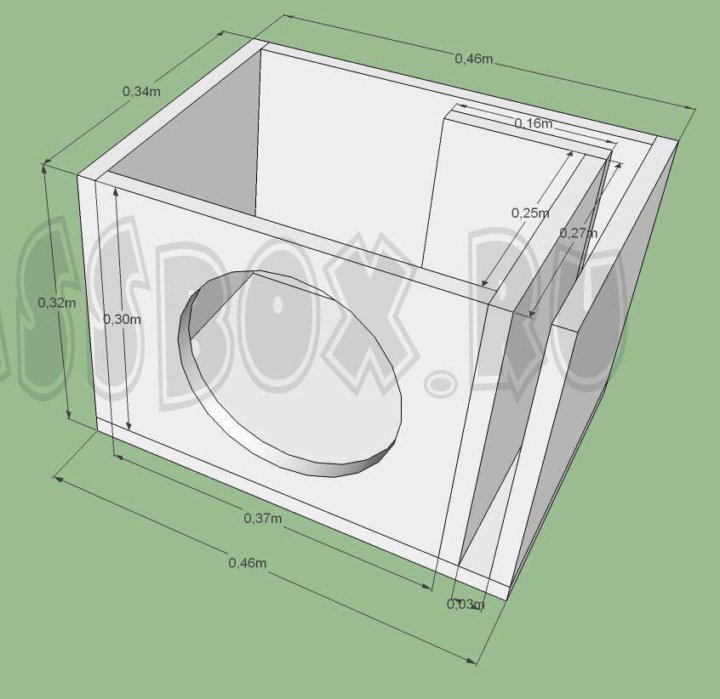 Расчет короба для сабвуфера 12 дюймов на трубе