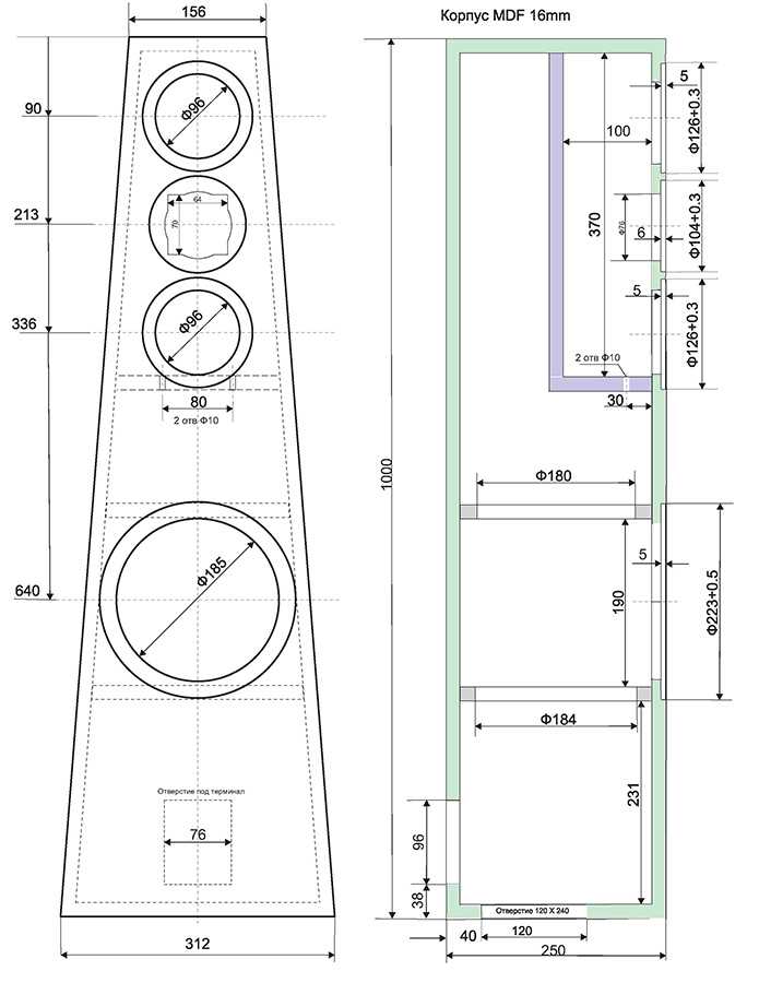 3х полосная акустика своими руками чертежи и размеры схемы и проекты