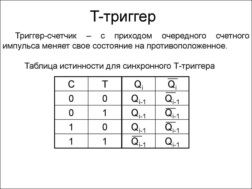 Схема счетного триггера