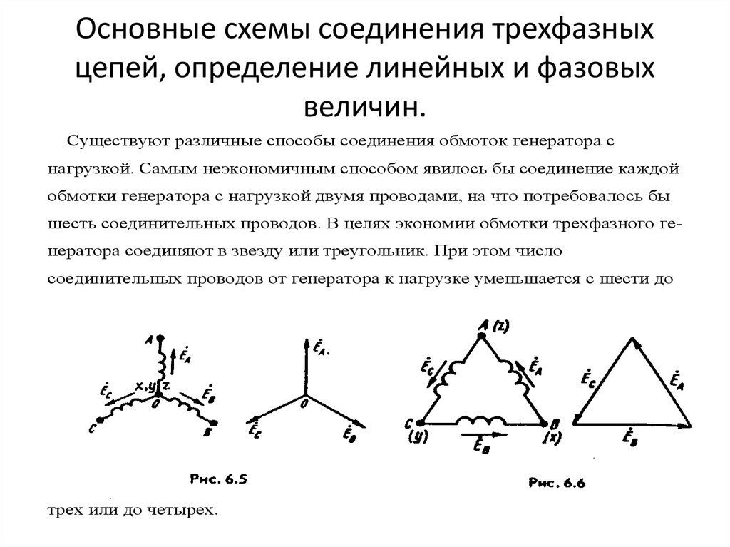 Схема соединения нагрузки треугольником