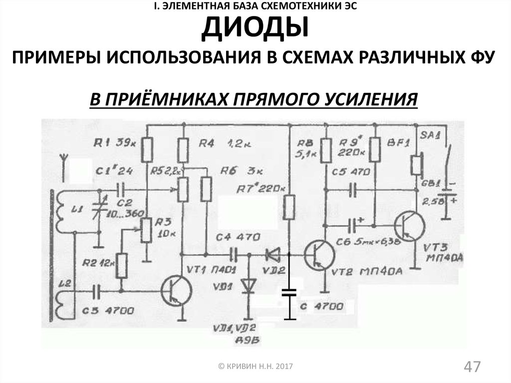 Ламповый приемник прямого усиления схема