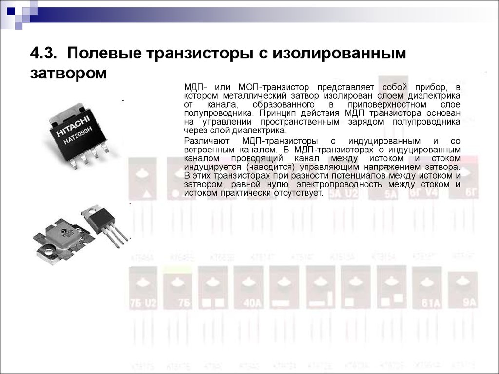 Изолированный транзистор. Транзисторы с изолированным затвором (МДП-транзисторы). Полевые транзисторы с изолированным затвором параметры. Полевые транзисторы с изолированным затвором МОП транзистор. Биполярный транзистор с изолированным затвором представляет собой.