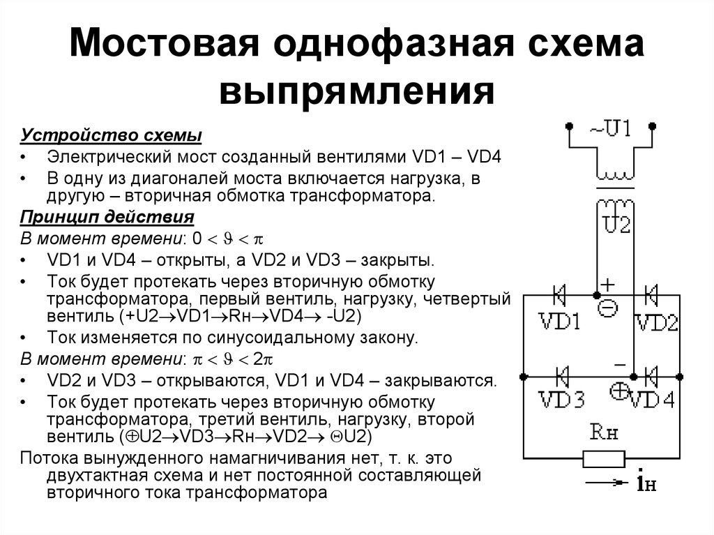 Однофазные выпрямители схемы