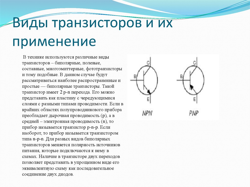 Все виды транзисторов на схеме