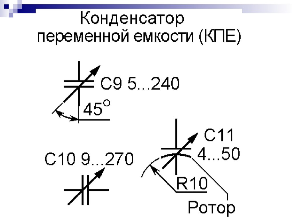 Обозначение емкости конденсаторов на схеме