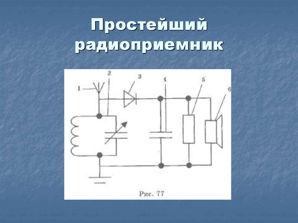 Начертите схему простейшего радиоприемника