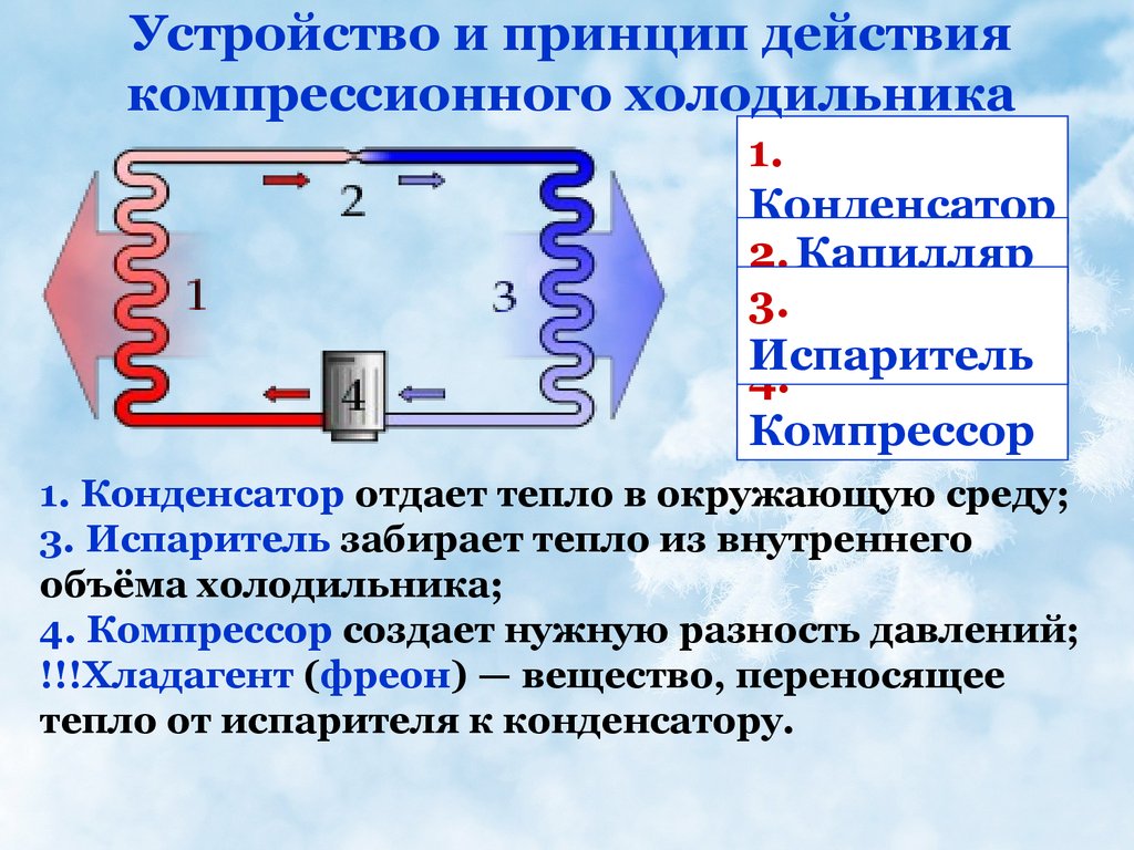 Принцип работы холодильника. Холодильник принцип работы схема. Компрессионный холодильник схема. Принцип действия конденсатора в холодильнике. Принцип действия компрессионного холодильника.