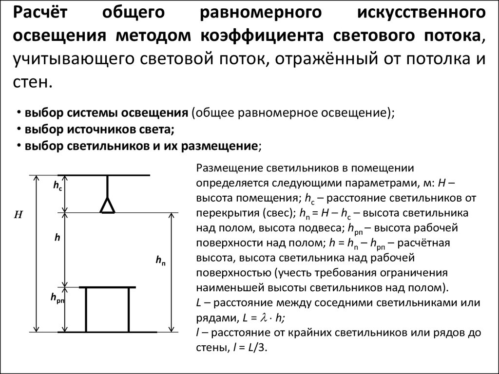 Количество светильников формула