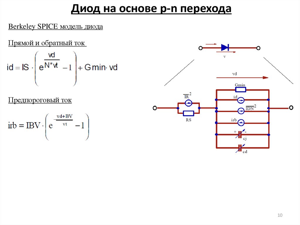 Включение диода в цепь постоянного тока