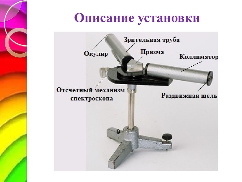 Принцип действия спектроскопа. Приборы для исследования спектров спектроскоп, спектрограф. Внешний вид двухтрубного спектроскопа. Устройство спектроскопа прямого видения. Спектроскоп однотрубный лабораторный.