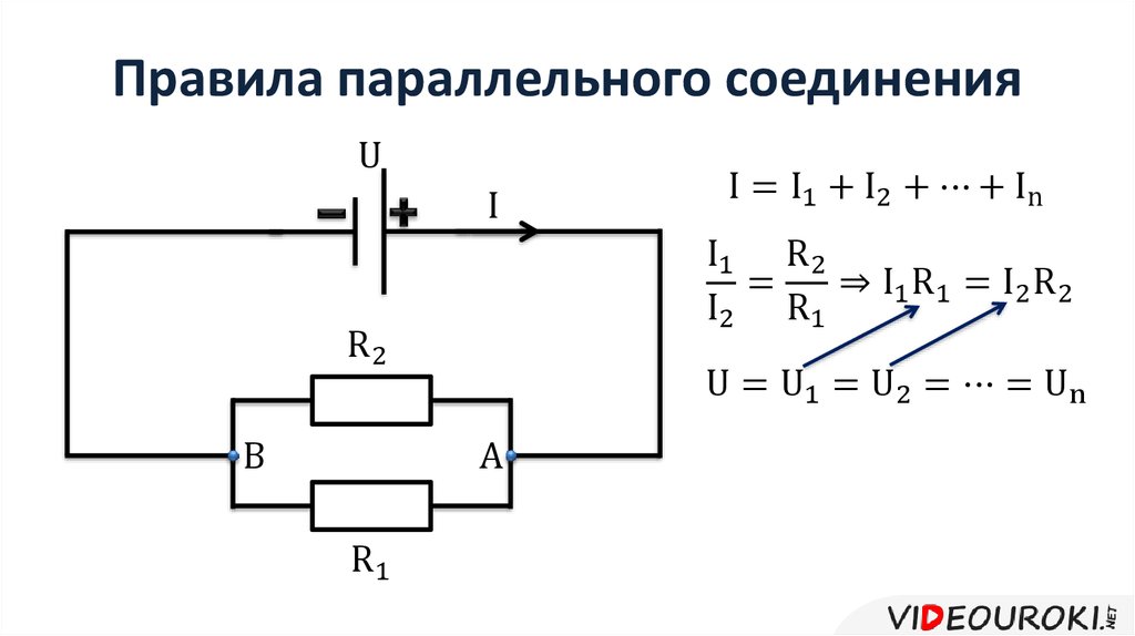 Определите на каких схемах лампы соединены параллельно