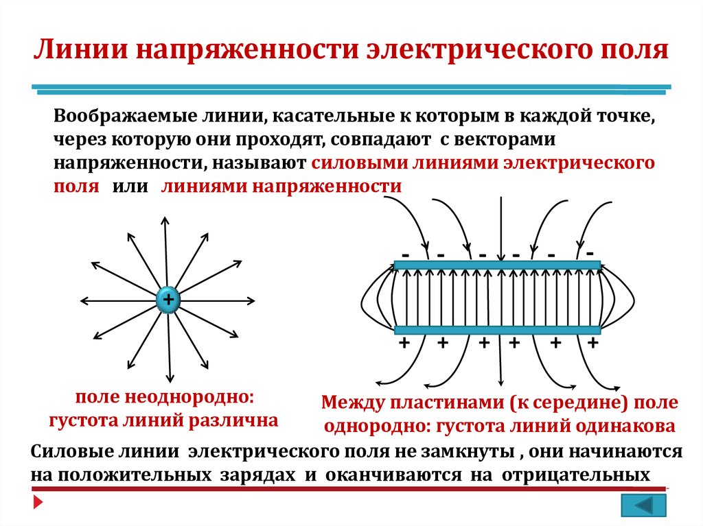 Нарисуйте силовые линии однородного электрического поля в которое внесли диэлектрическую пластинку