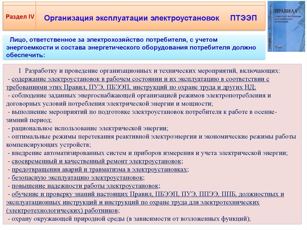 Перечень технической документации ответственного за электрохозяйство образец