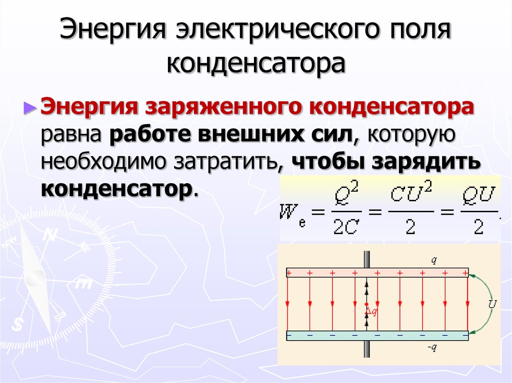 Электроемкость конденсатора энергия