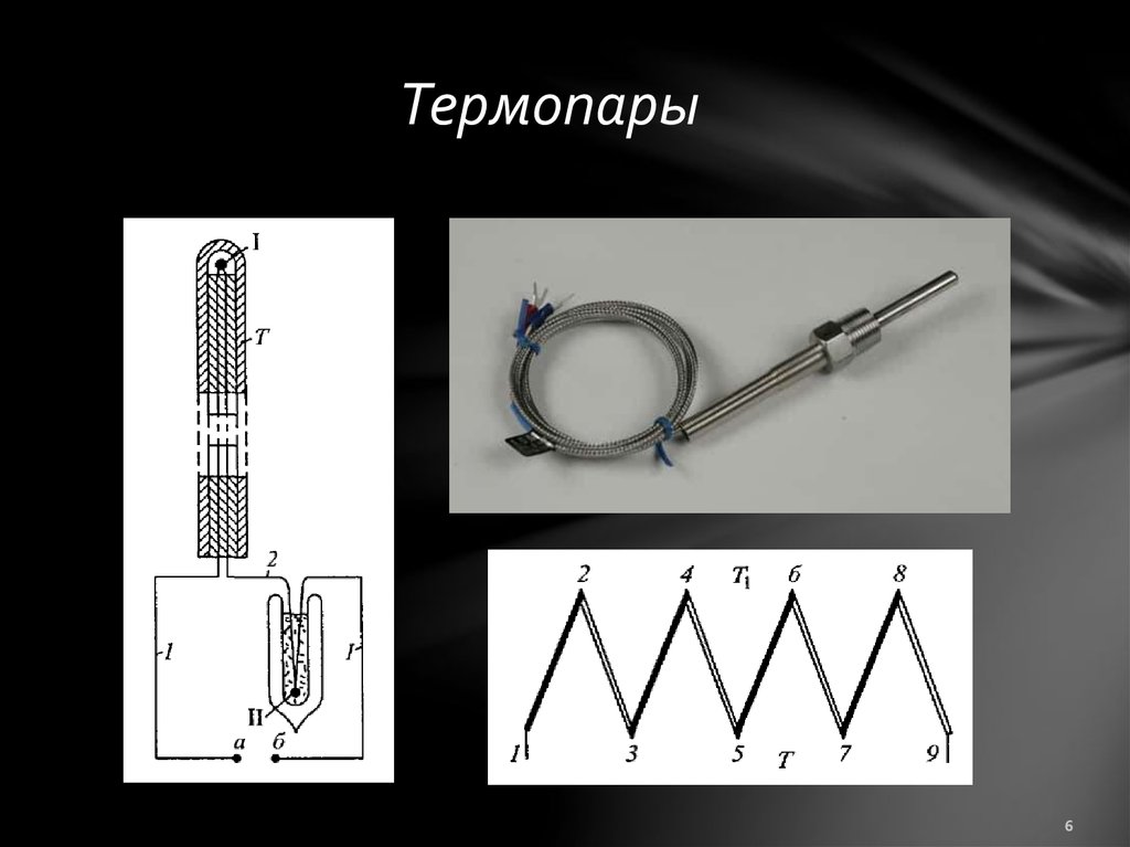 Изображение термопары на схеме