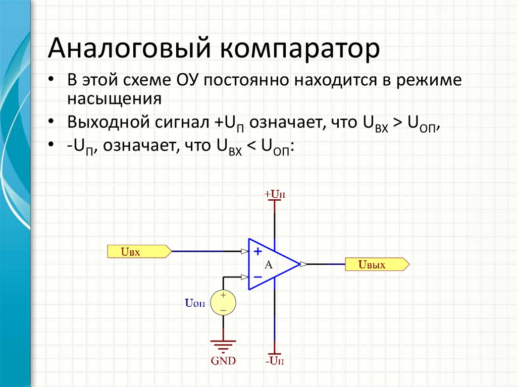 Аналоговый компаратор схема