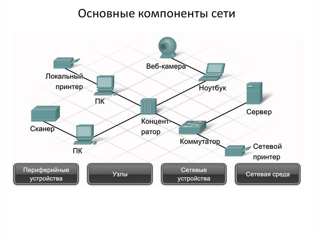 Основной трафик. Схема подключения сетевых устройств. Программные компоненты компьютерной сети. Сетевые компоненты ЛВС. Схемы соединения сетевых устройств.