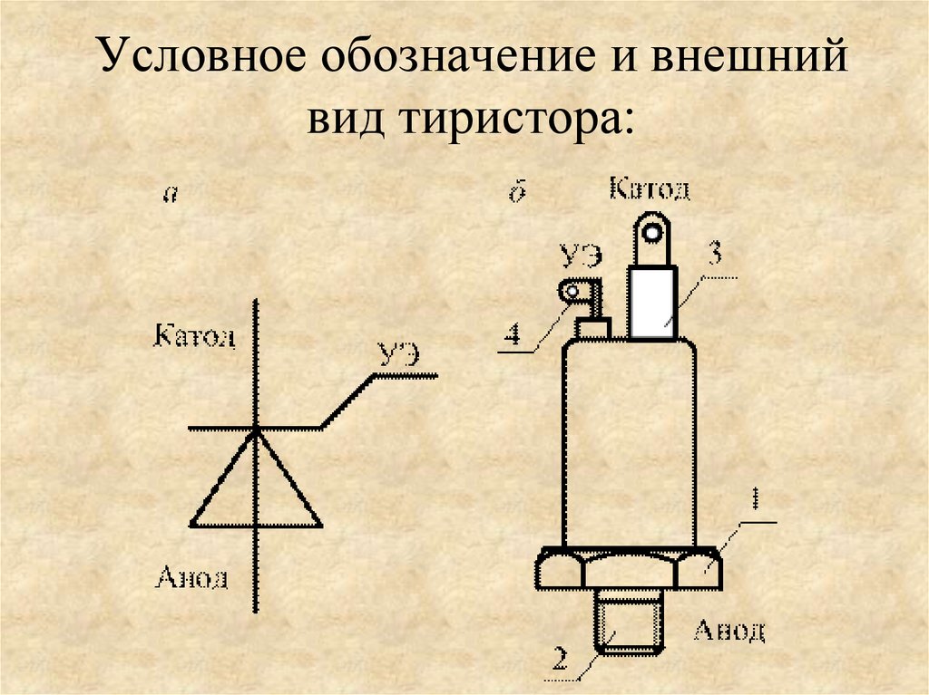 Как обозначается тиристор на электрической схеме